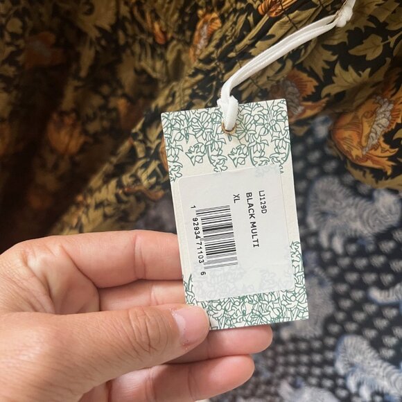 Hyacinth House Olive Leafy Floral Smocked Smythe Midi Dress - XL - Picture 3 of 4